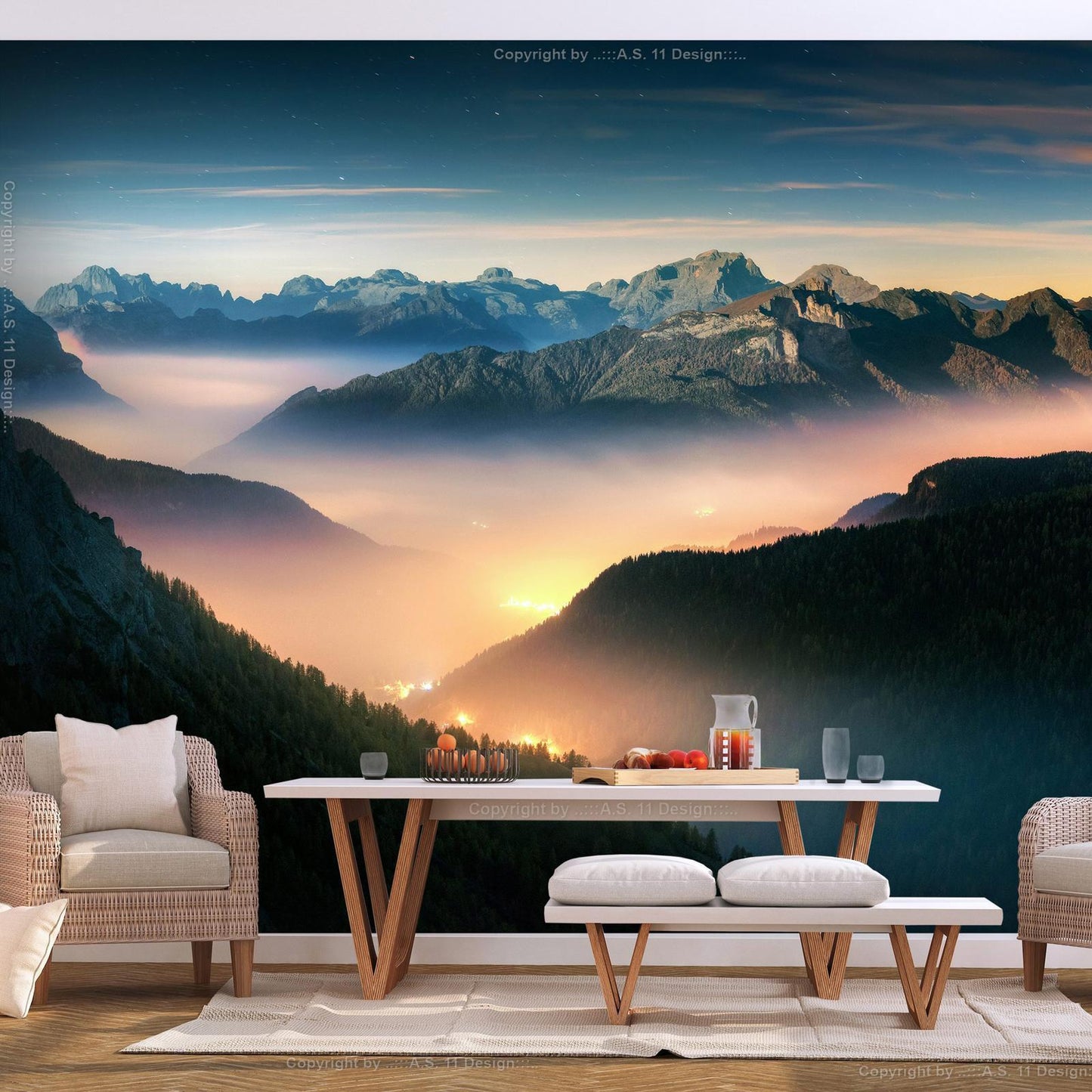 Fototapete - Bergatem - Majestätische Berglandschaft Artgeist