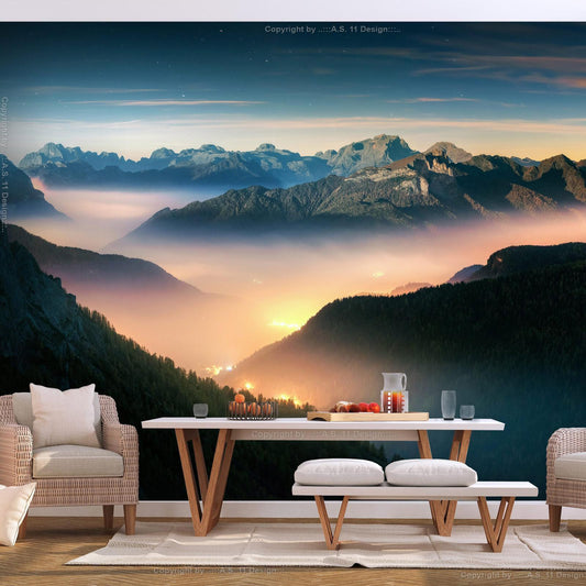 Fototapete - Bergatem - Majestätische Berglandschaft Artgeist