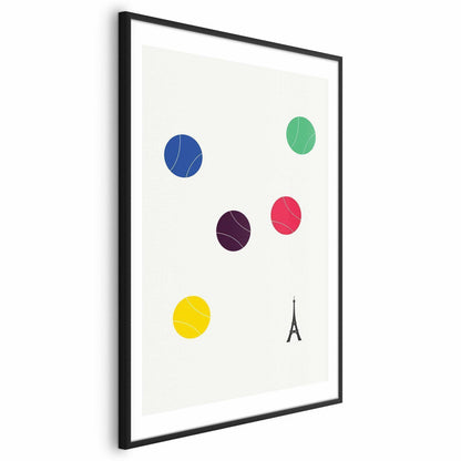 Poster - Eiffel Tower and Colorful Tennis Balls
