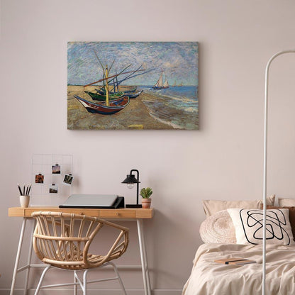 Leinwandbild - Vincent van Gogh – Fishing Boats on the Beach