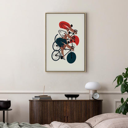 Leinwandbild - Cycling Race Competitors on a Light Background - Illustration