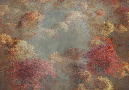 Fototapete - Natur im Herbst – Der goldene Herbst im gemalten Retrostil Artgeist
