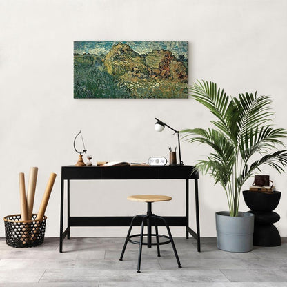 Leinwandbild - Vincent Van Gogh – Field with Wheat Stacks