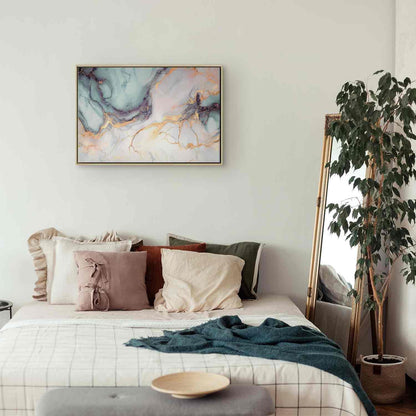 Leinwandbild - Pastel stones - pink and blue structures on a marble base