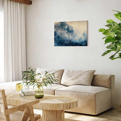 Leinwandbild - Landscape with Trees in Illustrative Style Fairy-Tale Blue Forest