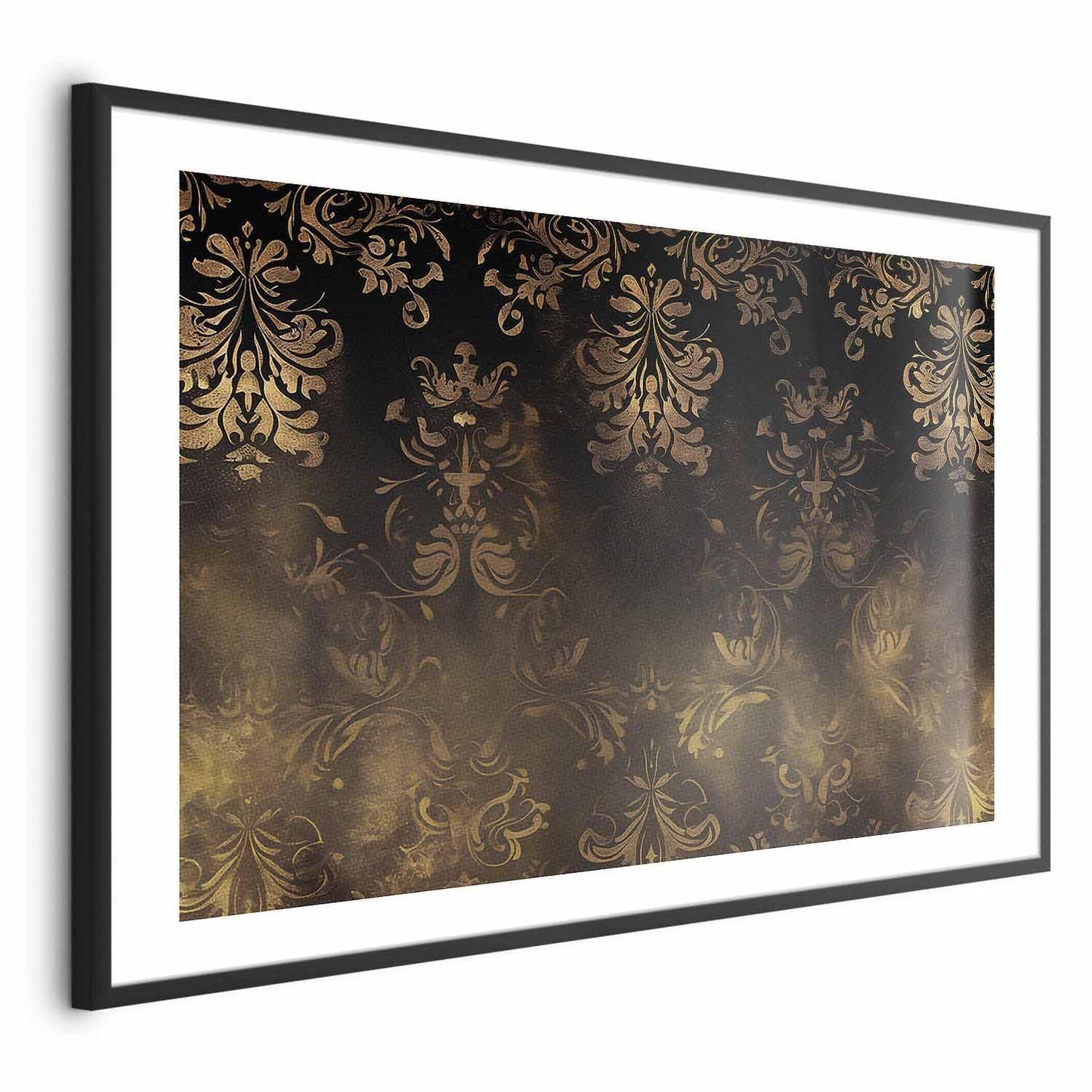 Poster - Dark Baroque Patterns with Golden Accents