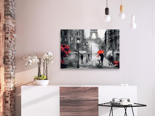 From Paris With Love Wandbild zum Ausmalen - Romantisches Paris Motiv mit nummerierten Feldern für entspannende Kreativität