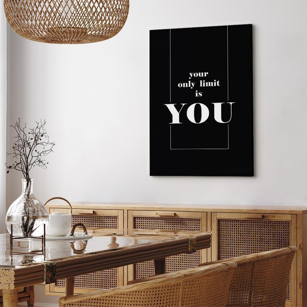 Leinwandbild - Key to Success (1-part) - Black and White English Inscriptions