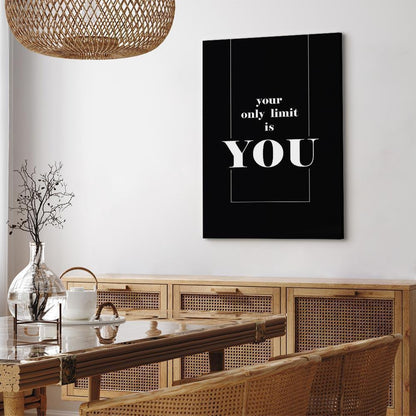 Leinwandbild - Key to Success (1-part) - Black and White English Inscriptions