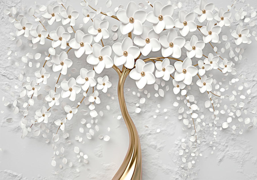 Fototapete mit Magnolienblüten – elegante Wanddekoration im modernen Wohnraum Sawelt