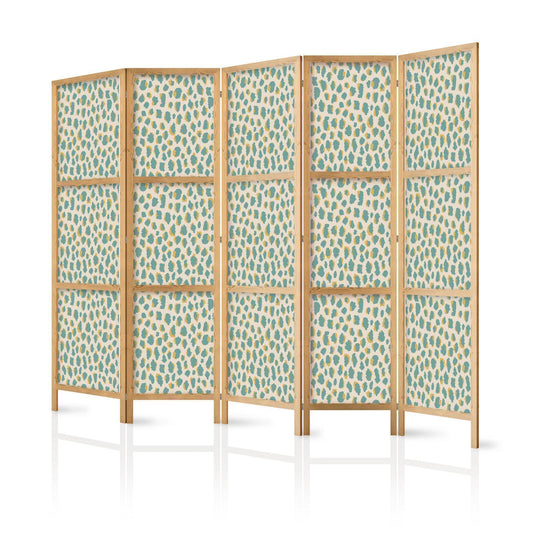 Japanischer Paravent - Giraffe Pattern - Animal Pattern in Turquoise Spots on a Light Background Artgeist