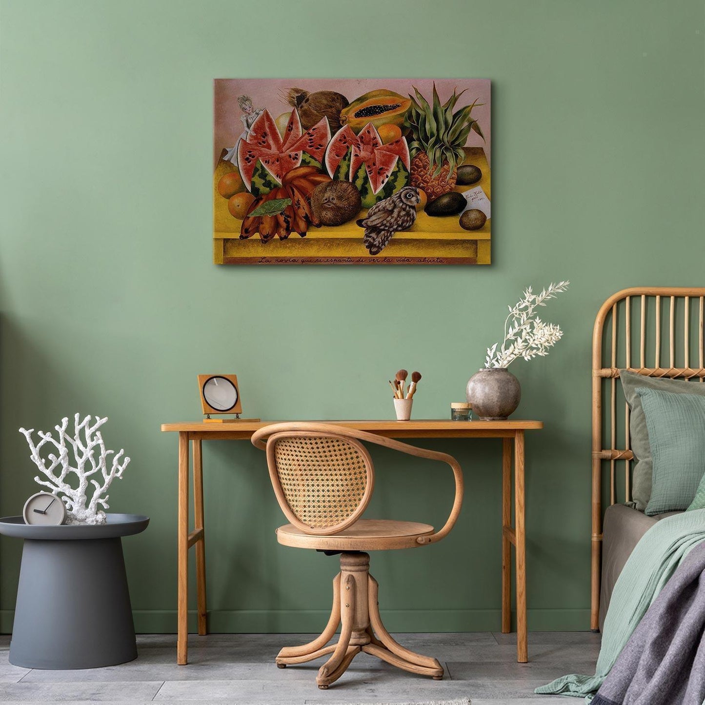 Leinwandbild - Frida Kahlo – A Bride Frightened at the Sight of Life Opened