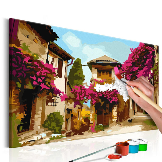 Wandbild zum Ausmalen Mediterranean Town Dekoration - malerische mediterrane Stadt als charmanter Wandschmuck