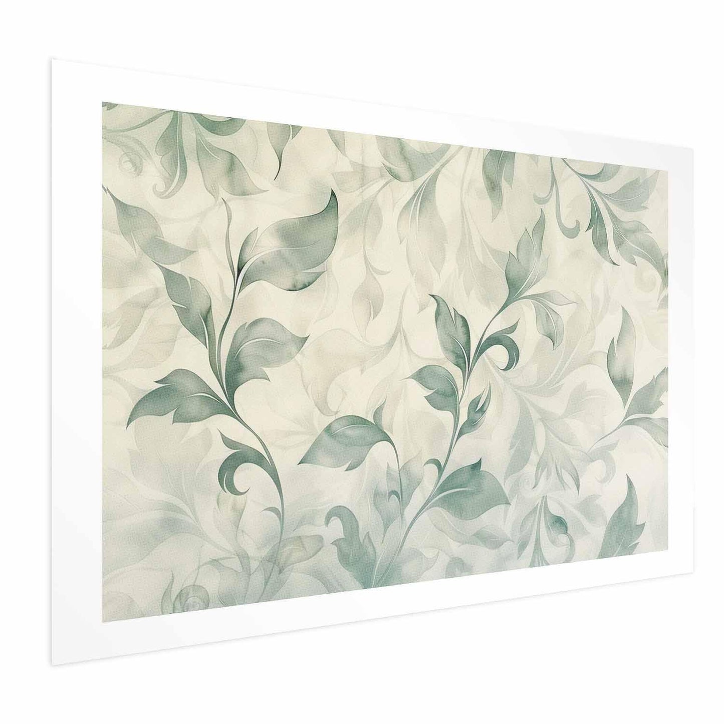 Poster - Watercolor Green-Beige Leaves Artgeist