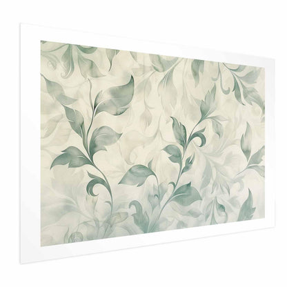 Poster - Watercolor Green-Beige Leaves Artgeist