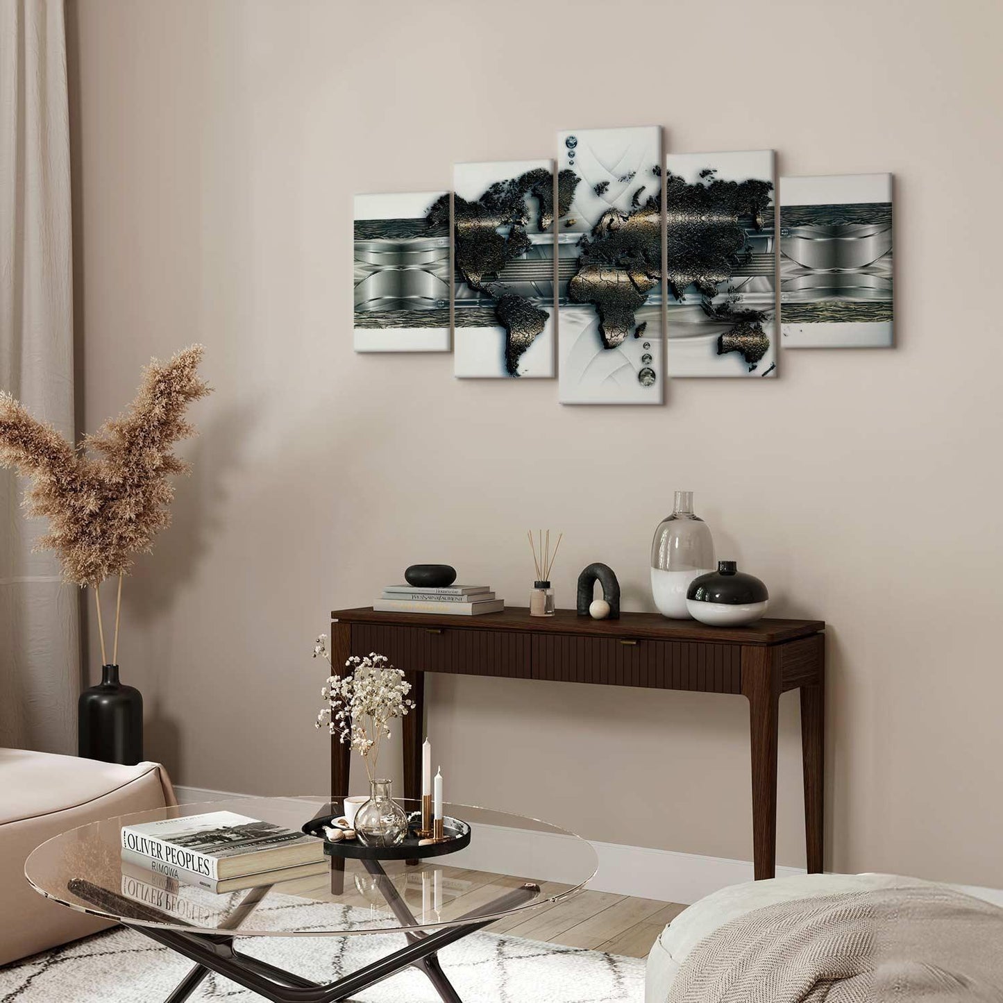 Leinwandbild - Metal World Map