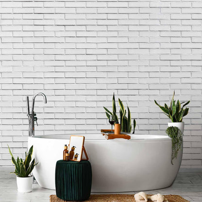 Fototapete - Snow Brick - Pattern Imitating a Brick Wall in White