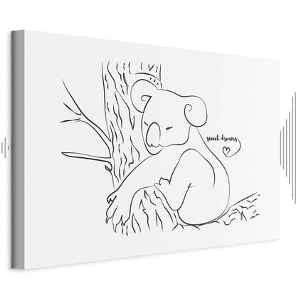 Leinwandbild - Quiet Charm of Nature (1-part) - Sleeping Koala in Black and White