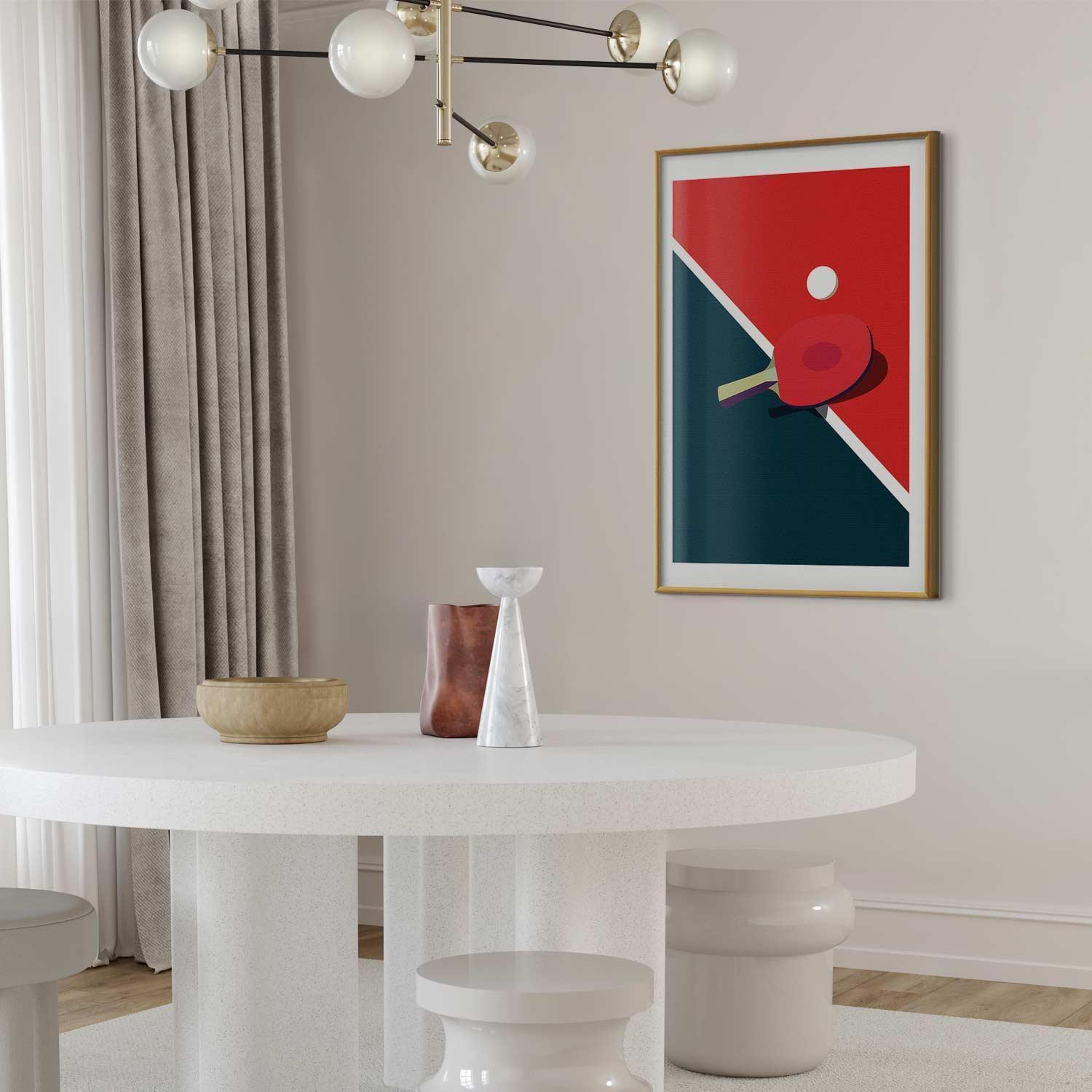 Poster - Table Tennis - Ball and Racket on a Table Artgeist