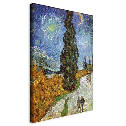 Leinwandbild - Vincent van Gogh – Road with Cypress and Star