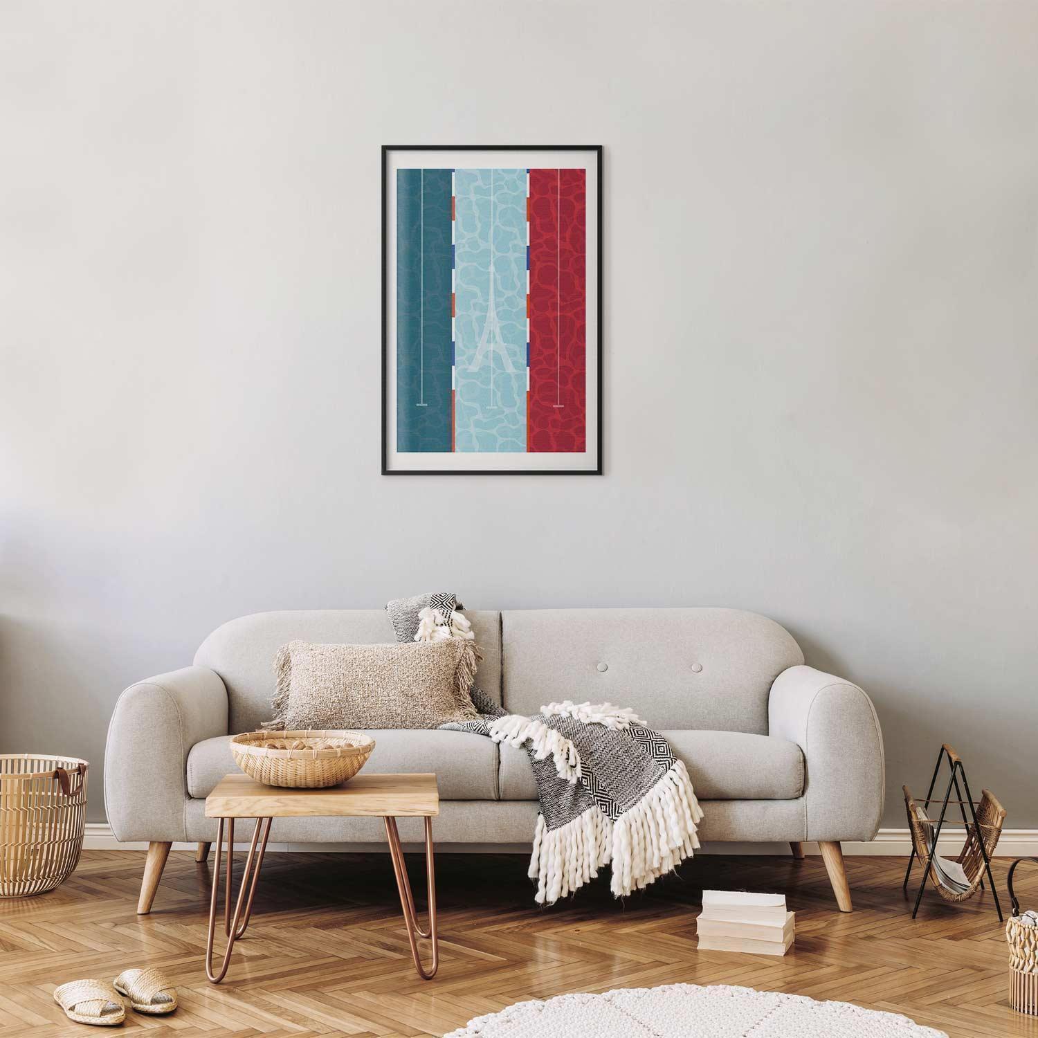 Poster - Illustration of a Pool Against the French Flag Artgeist