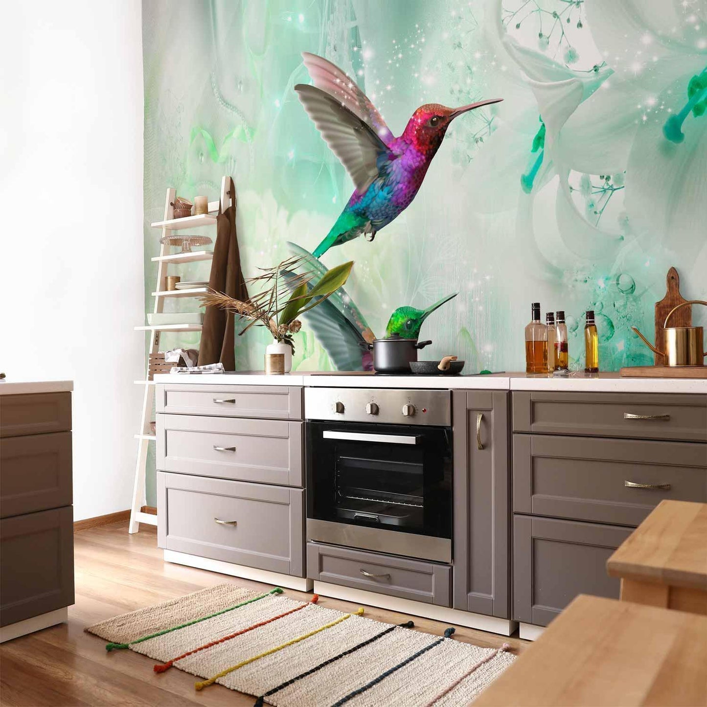 Fototapete - Colourful Hummingbirds (Green)