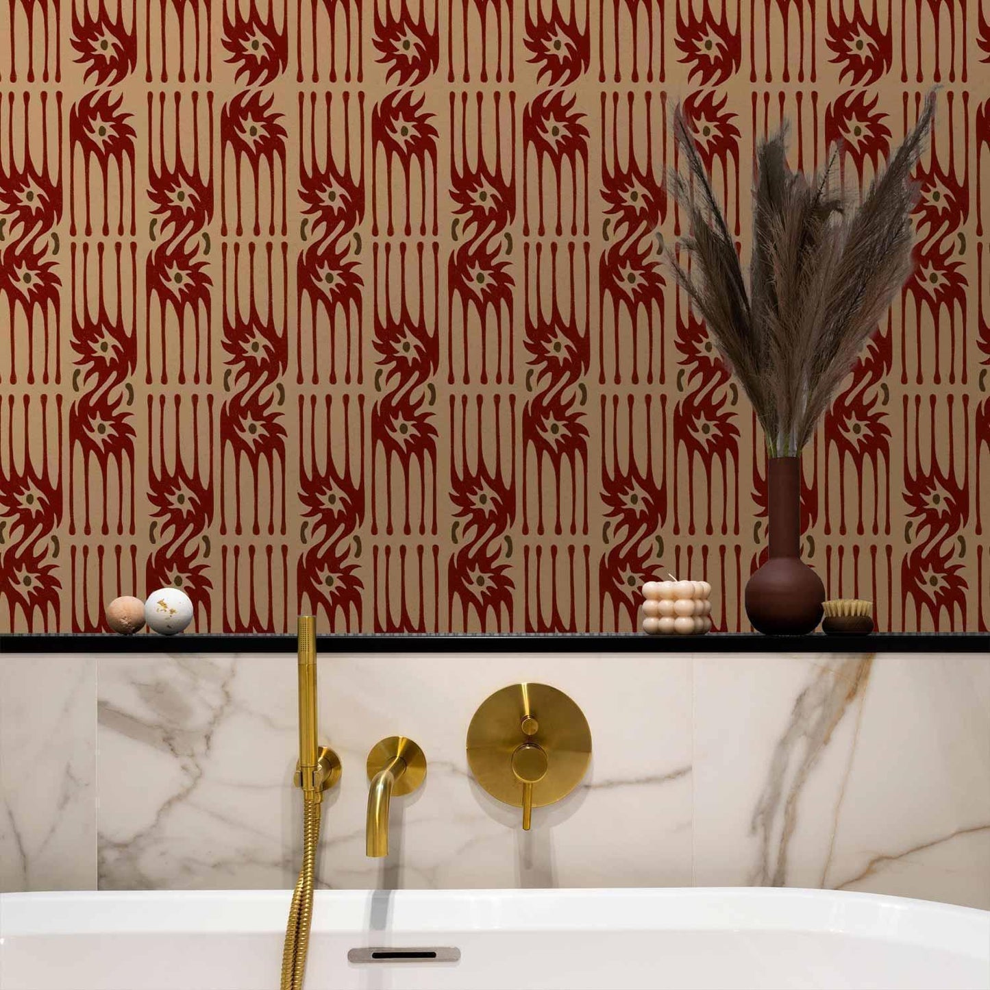 Tapete - Red claws – irregular shapes on a paper background