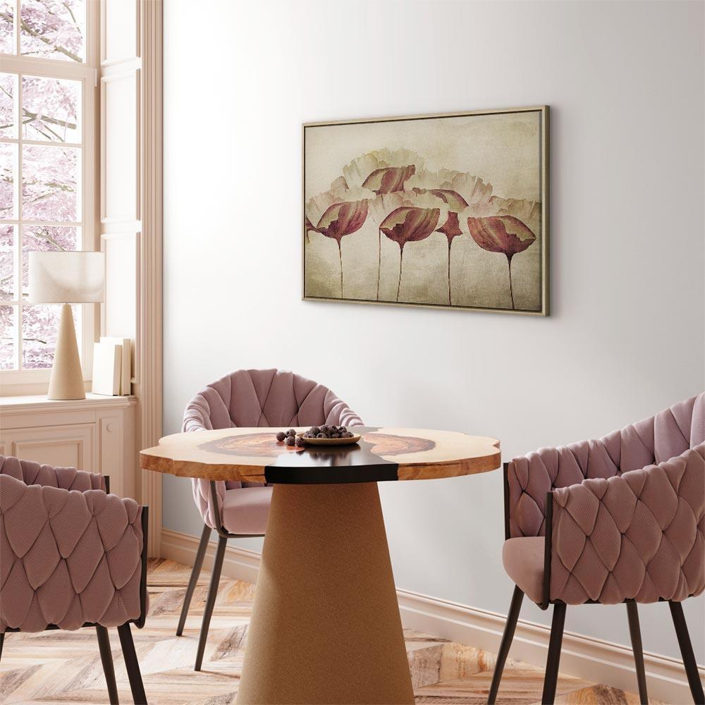 Leinwandbild - Flowers in Beige (1 Part) Wide