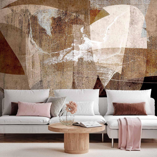 Fototapete - Geometric abstraction with shapes - composition in brown colours Artgeist