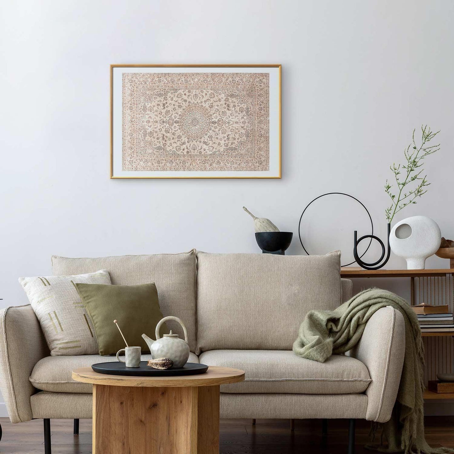Poster - Sand Carpet - Worn Persian Rug with Rich Ornamental Motifs Artgeist