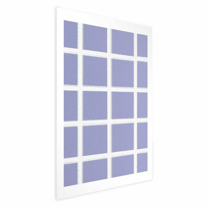 Poster - White Lines - a grid with large gaps on a blue background Artgeist