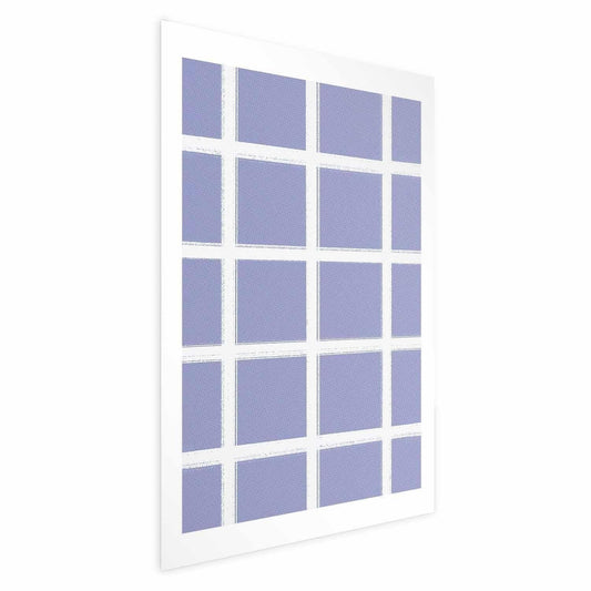 Poster - White Lines - a grid with large gaps on a blue background Artgeist