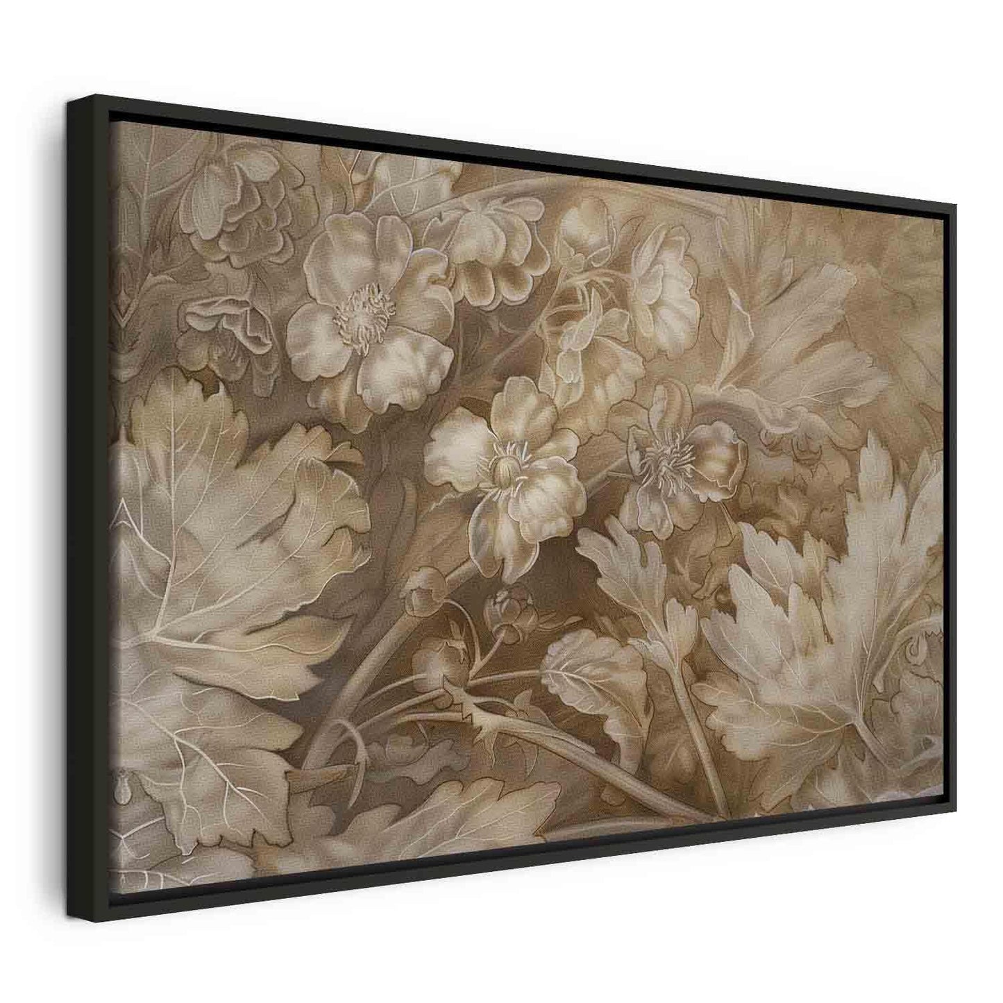 Leinwandbild - Floral Ornaments Carved in Delicate Sepia and Brown Shades Artgeist