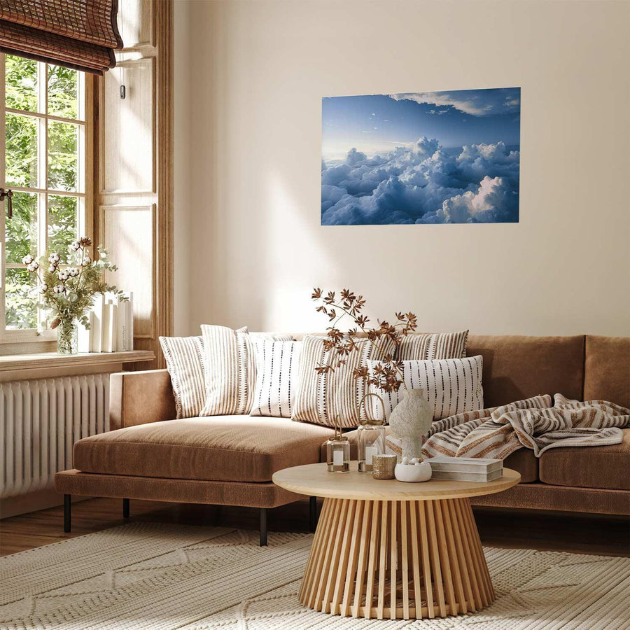 Poster - Aerial Landscapes: Sunbeams Illuminating Puffy Cloud Formations Artgeist