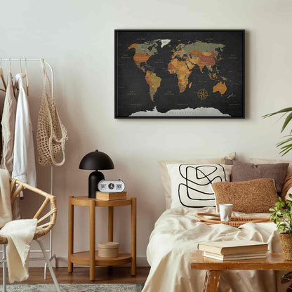 Leinwandbild - World Map: Secrets of the Earth Artgeist