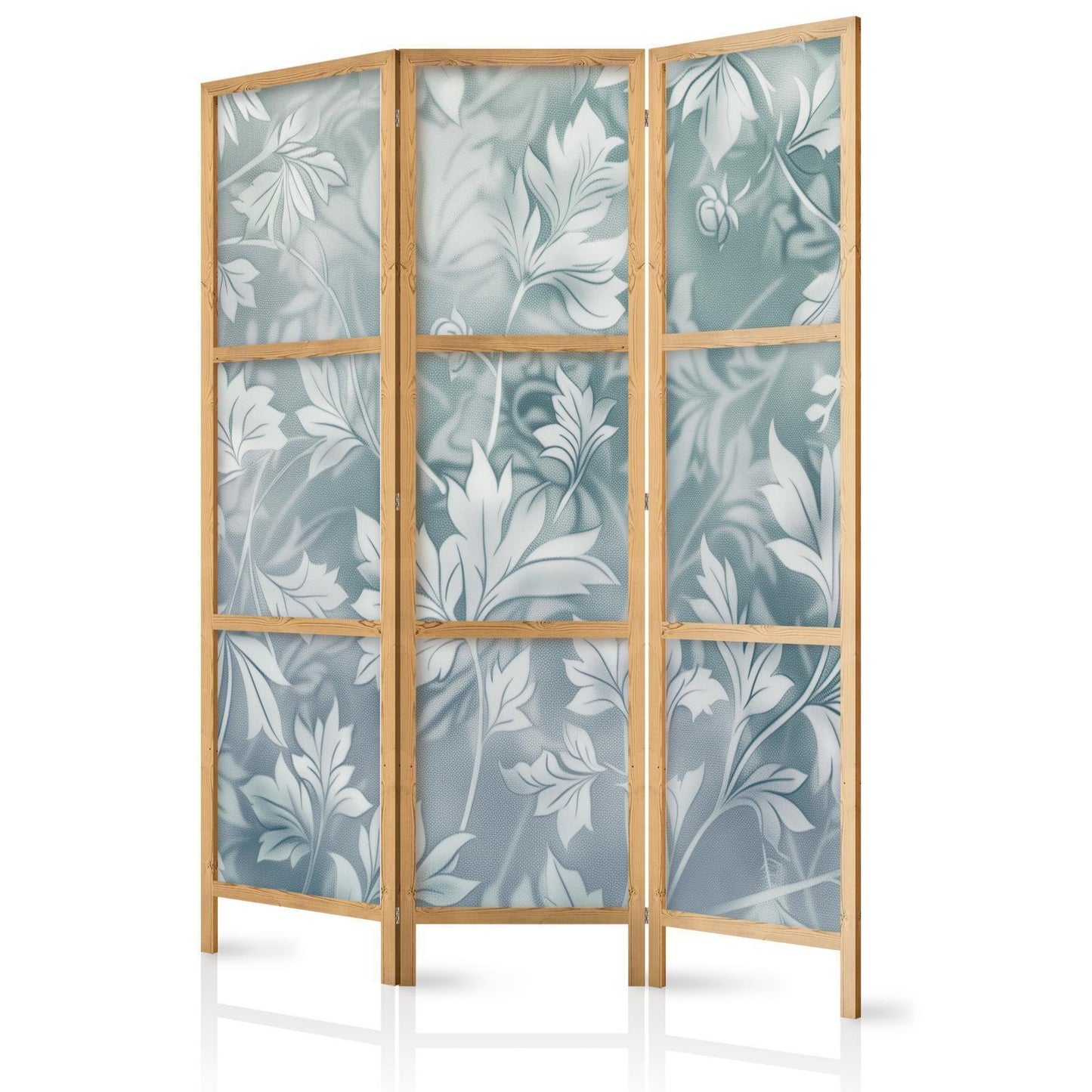 Japanischer Paravent - Ornaments in Worn Muted Turquoises - Delicate Plant Pattern Artgeist