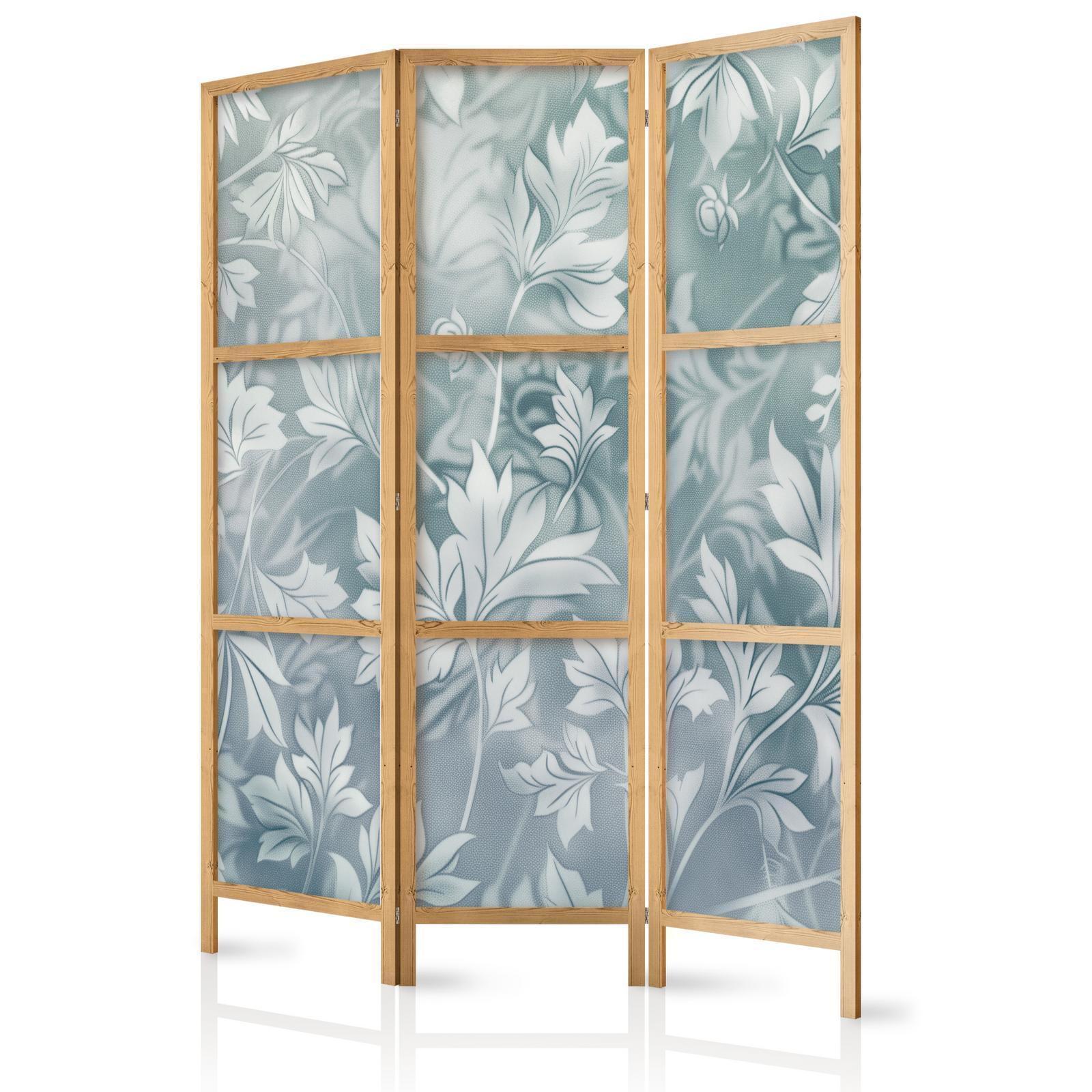 Japanischer Paravent - Ornaments in Worn Muted Turquoises - Delicate Plant Pattern Artgeist
