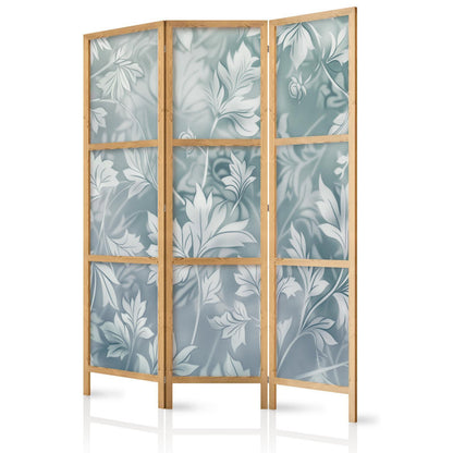 Japanischer Paravent - Ornaments in Worn Muted Turquoises - Delicate Plant Pattern Artgeist