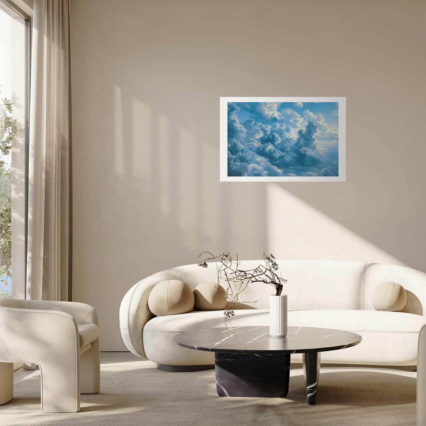 Poster - Ocean in the Air: Waving Clouds Reflecting Morning Light Artgeist