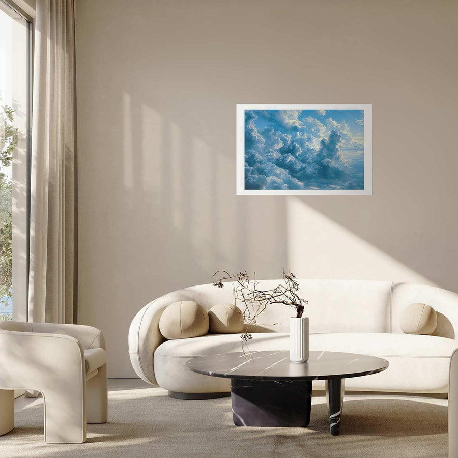 Poster - Ocean in the Air: Waving Clouds Reflecting Morning Light Artgeist
