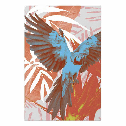 Poster - Exotic Wings - parrot among abstract leaf patterns