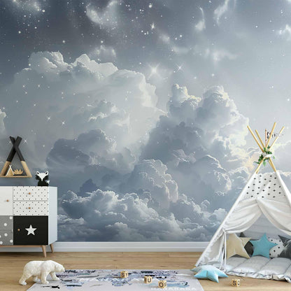 Fototapete - Astral Calm: Stars Scattered Over Delicate Clouds Artgeist