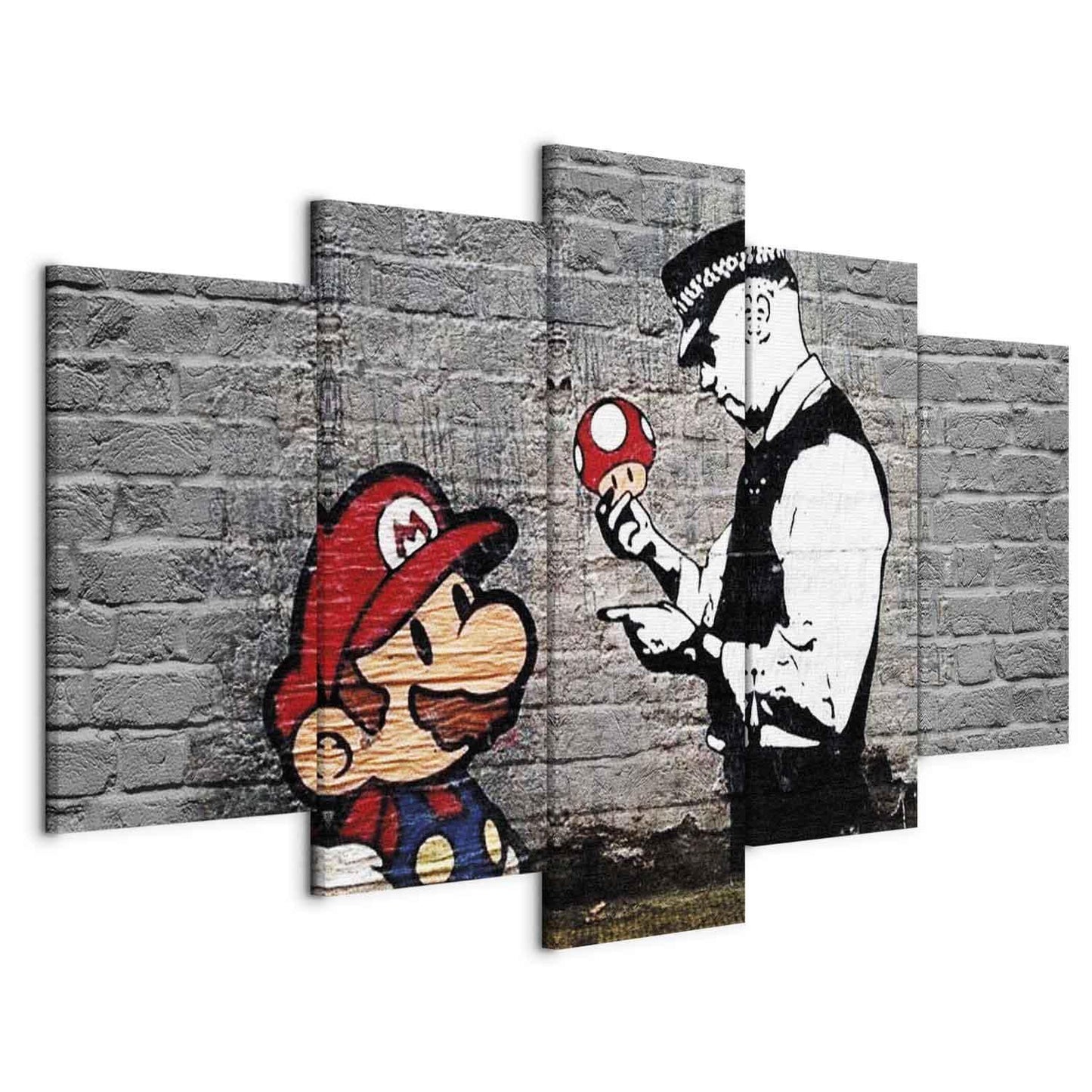 Leinwandbild - Super Mario Mushroom Cop (Banksy)