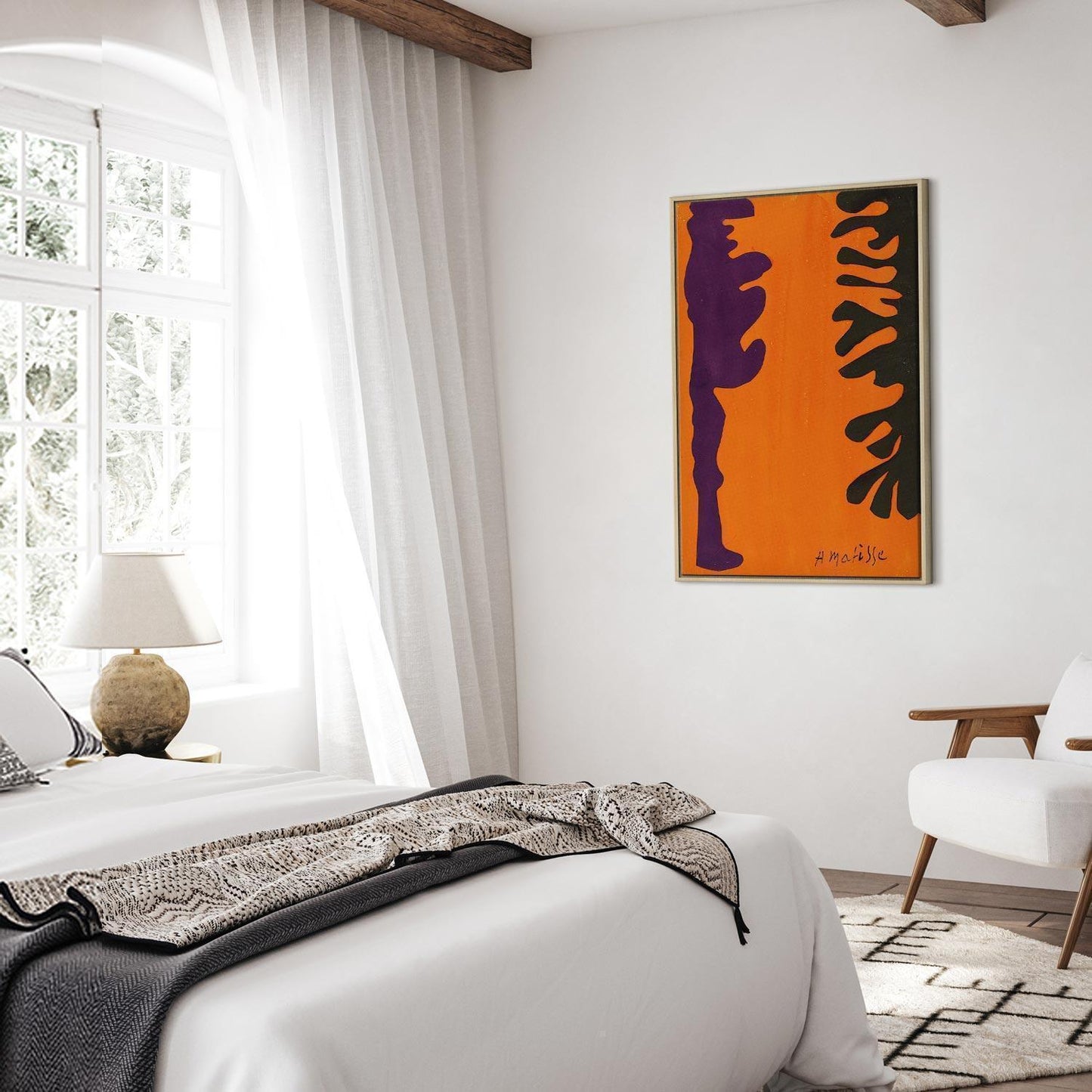 Leinwandbild - Henri Matisse – Black and Violet Arabesques on Orange