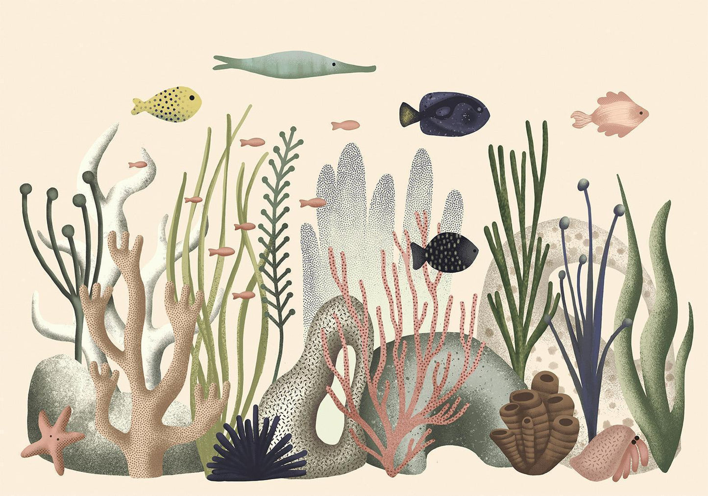 Fototapete - Underwater World - Fish and Corals in Pastel Colours Artgeist