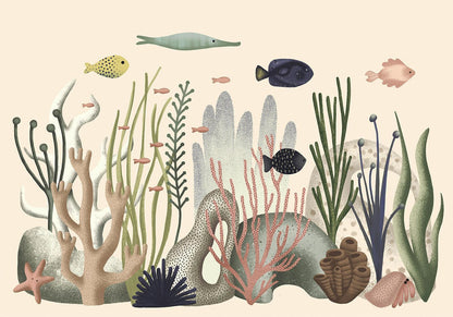 Fototapete - Underwater World - Fish and Corals in Pastel Colours Artgeist