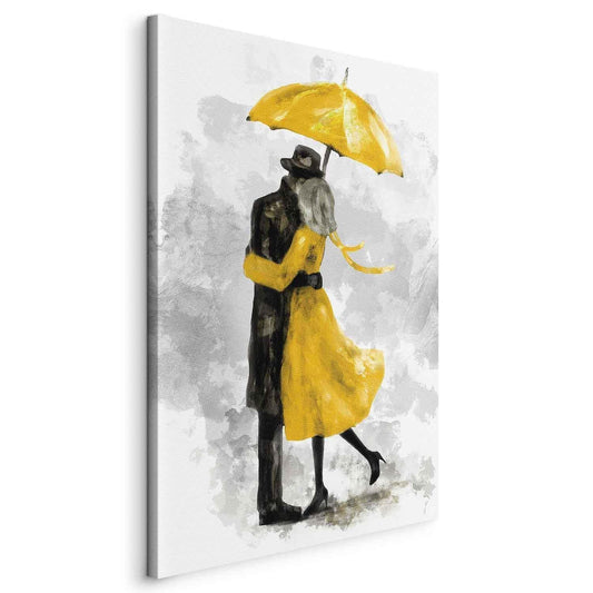 Leinwandbild - Under Yellow Umbrella (1 Part) Vertical Artgeist