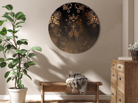 Rundes Bild - Baroque Ornaments in Patinated Gold and Browns: Retro Motif Artgeist