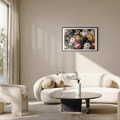 Poster - Colorful Flowers on a Black Background