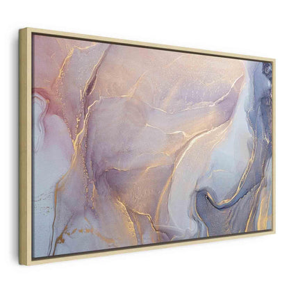 Leinwandbild - Pink and blue marble - abstract watercolour with gold accents